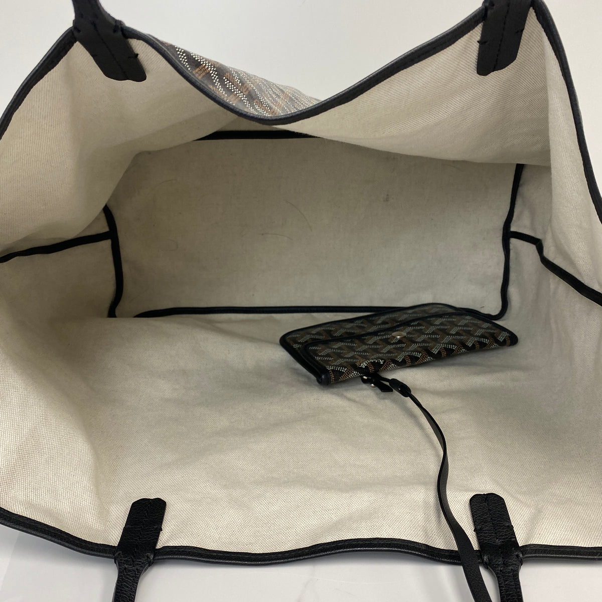 Goyard Saint Louis GM Black, Black Goyardine Canvas and Chevroches Calfskin, Silver Tone — detail view 5