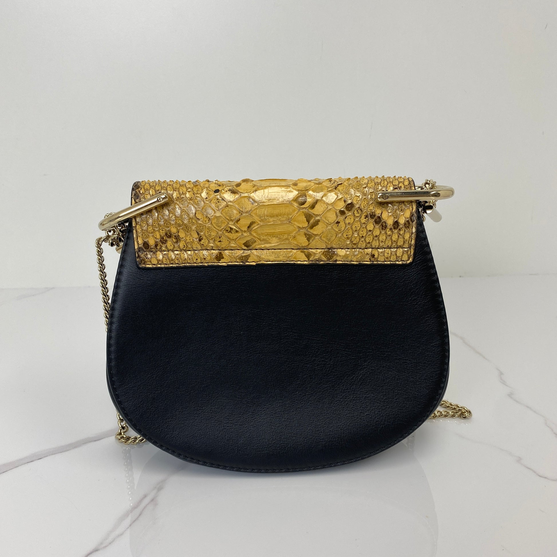 Chloé Mini Drew Bag, black suede, gold-tone hardware — detail view 2