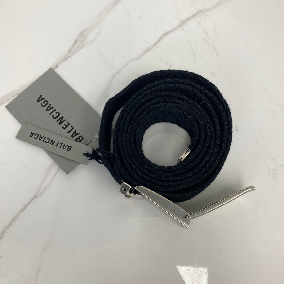 Balenciaga Unity Skater Belt Black, Black Webbing, Silver Tone — detail view 4