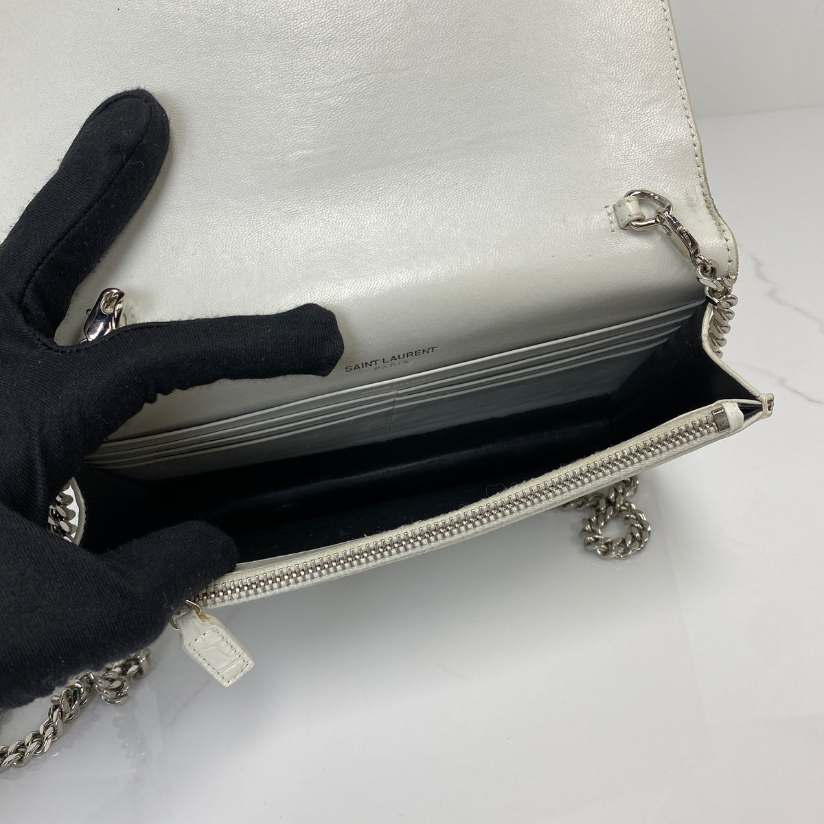 Saint Laurent Kate Wallet on Chain in Crocodile Embossed Leather - photo 6
