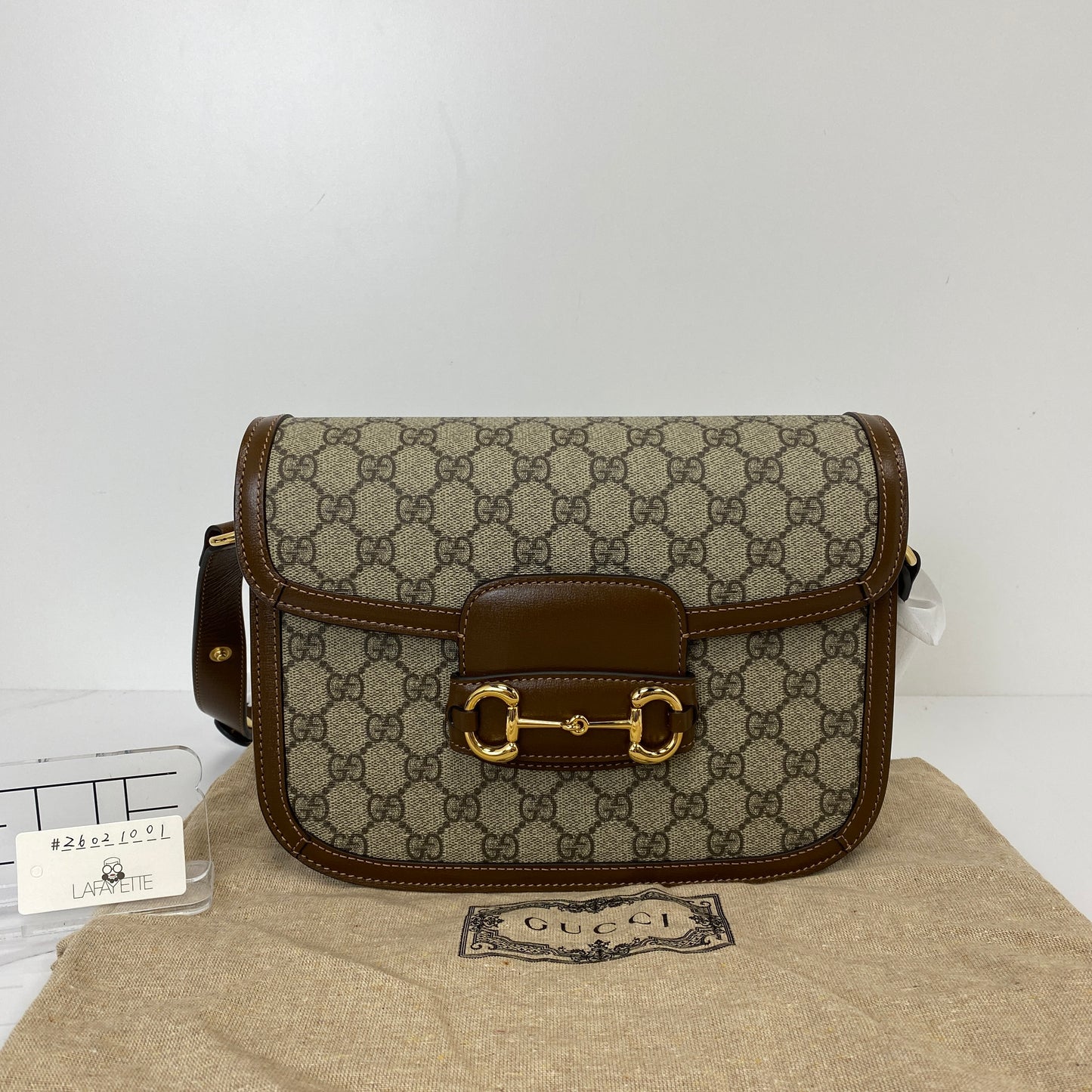 Gucci 1955 Horsebit bag shown with its included dustbag