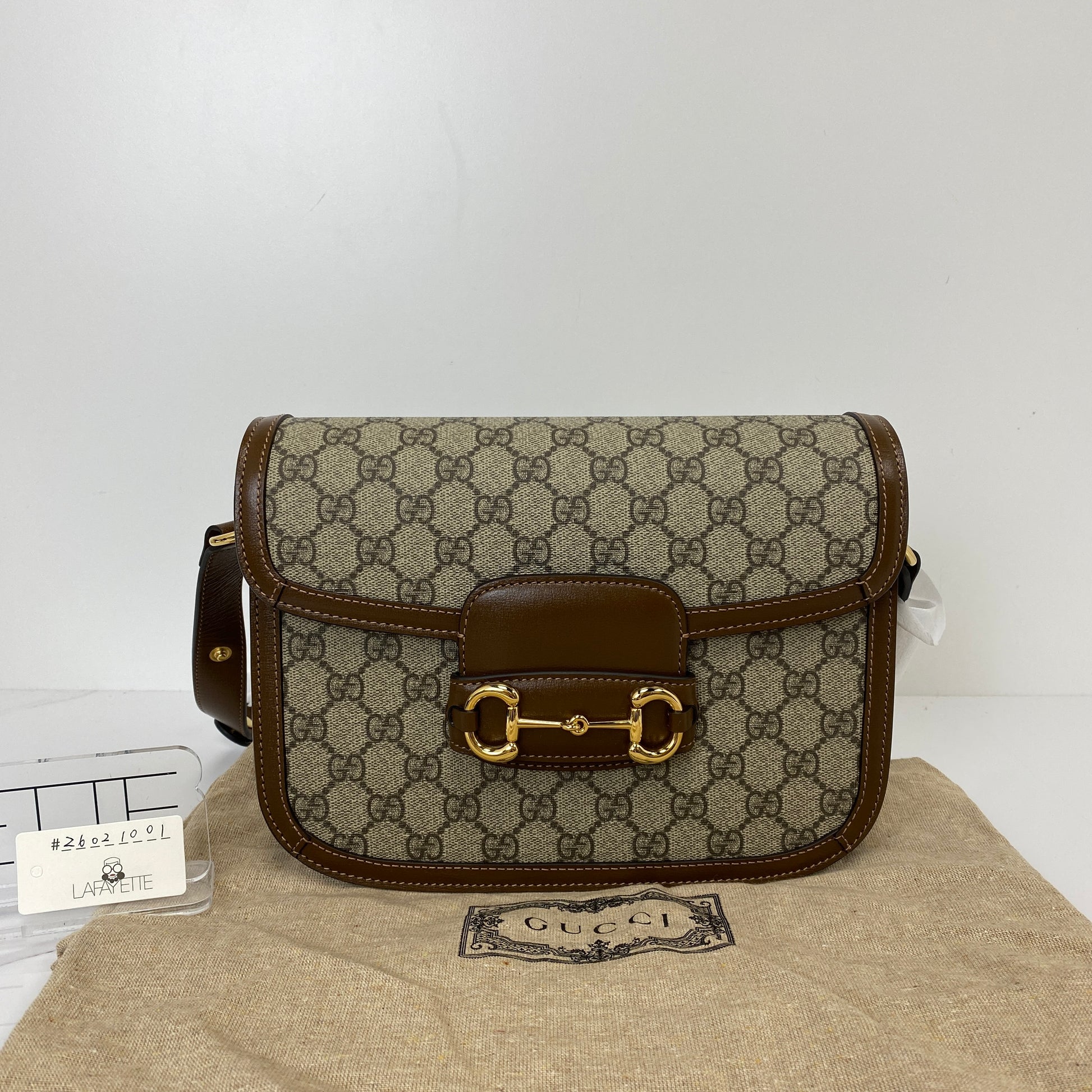 Gucci 1955 Horsebit bag shown with its included dustbag