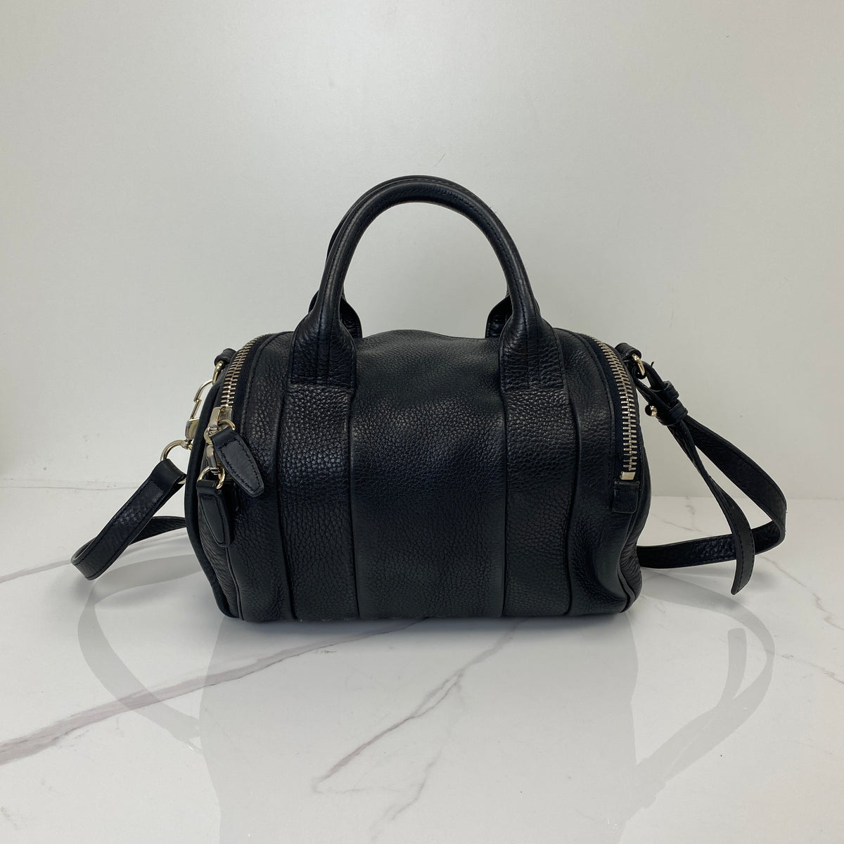 Alexander Wang Coco Duffle Bag Black, Black Calfskin, Silver Tone — detail view 2