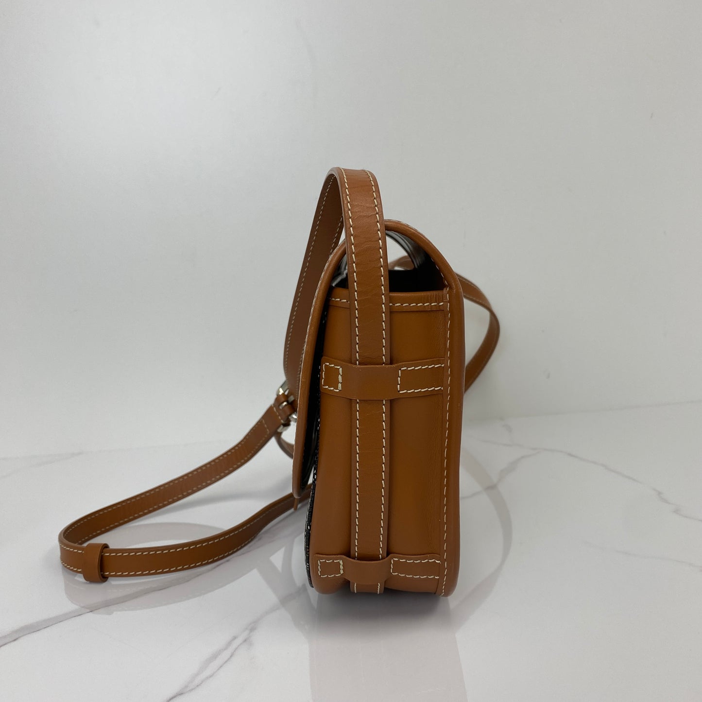 Goyard Belvedere PM Bag in Goyardine canvas, Black/Brown - interior view