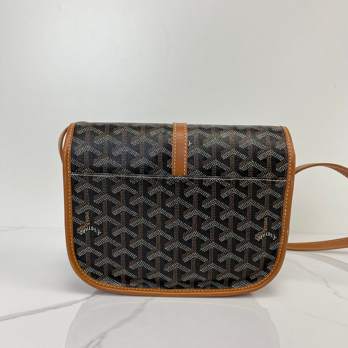 Goyard Belvedere PM Bag in Goyardine canvas, Black/Brown - side view