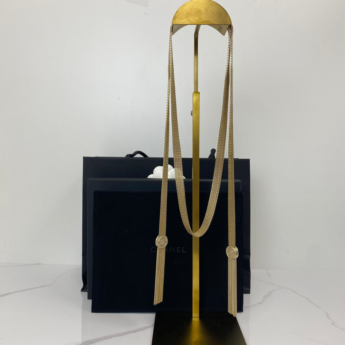 Chanel Metal CC Coin Fringe Chain Necklace - photo 2