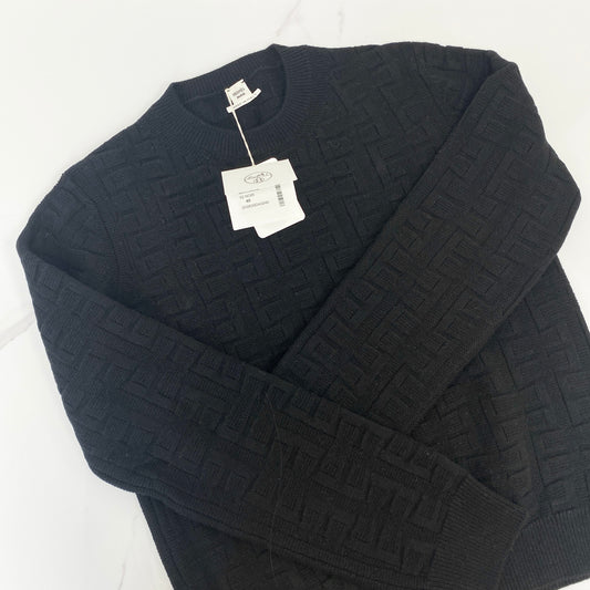 Hermès Pull Manches Longues, black virgin wool — front view