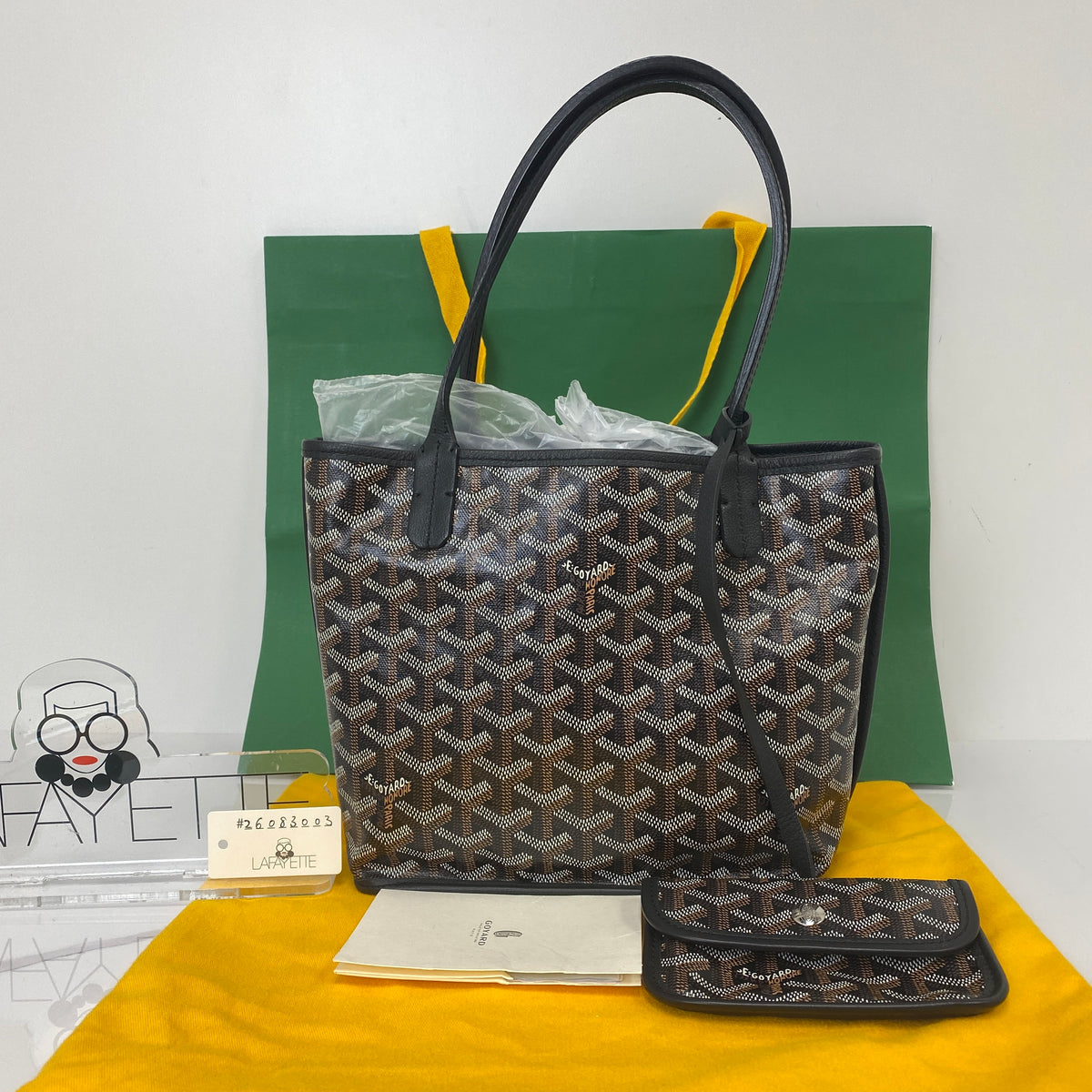 Goyard Mini Anjou, black and brown Goyardine canvas, silver-tone hardware — detail view 1