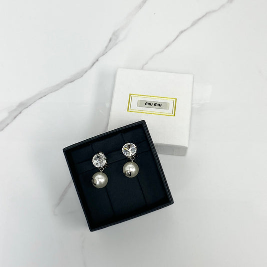MIU MIU Diamond and Pearl Earrings