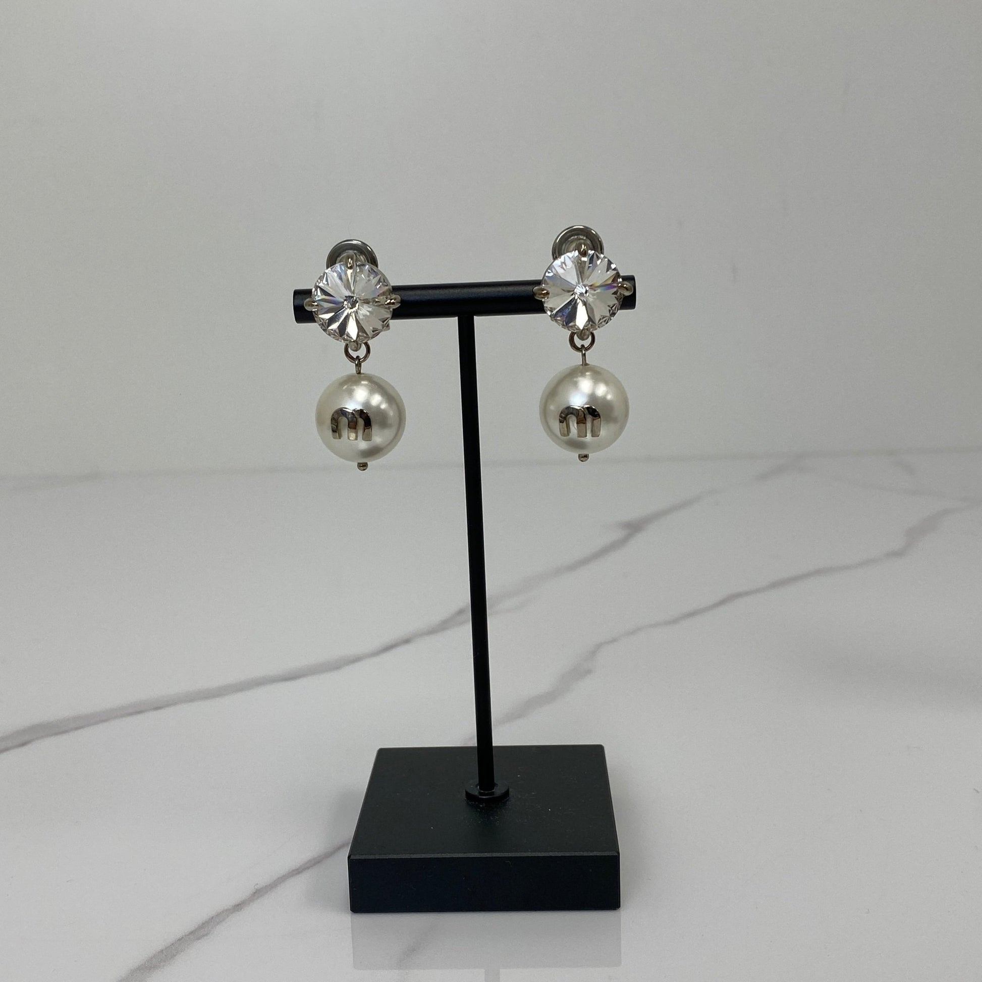 MIU MIU Diamond and Pearl Earrings